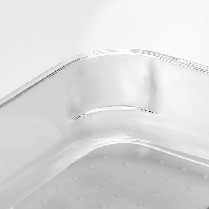 madesmart Large Clear Storage Bin Organizer, Premium Soft-Grip Lining, for Utensils, Office & Kitchen Supplies, Bathroom Storage, Grey