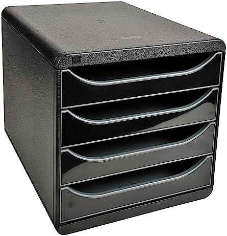 Exacompta Big-Box Glossy, 4 Drawers - Black/Glossy Black
