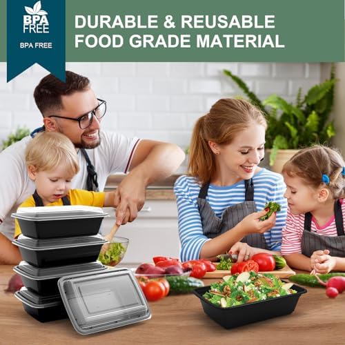 vivigu Meal Prep Containers Reusable 50 Pack - 28 oz Food Containers with Lids-Food Storage Containers with Lids, 28 oz -Take Out Disposable,BPA Free - Dishwasher & Freezer Safe