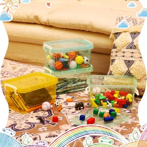 Wenqik 6 Pack Colorful Plastic Storage Bins with Lids, Cute Color