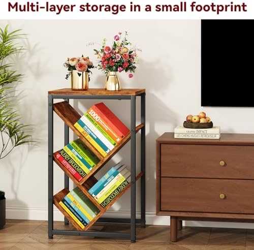 IBUYKE 5 Tier Tree Bookshelf,Small Desktop Bookshelf,Brown TBC003H
