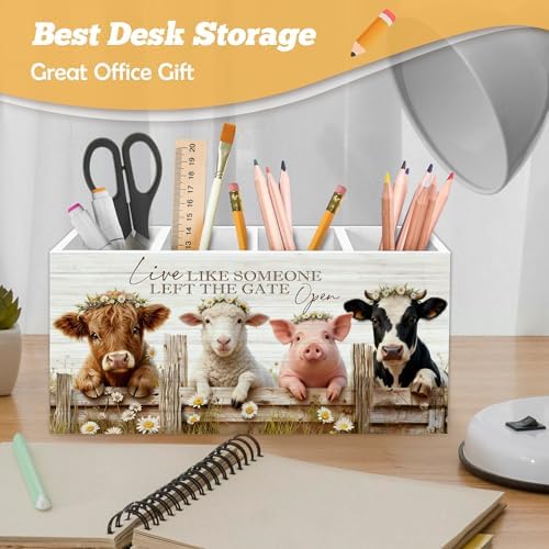 Highland Cow Sheep Pig Pen Holder Organizer for Desk Accessories