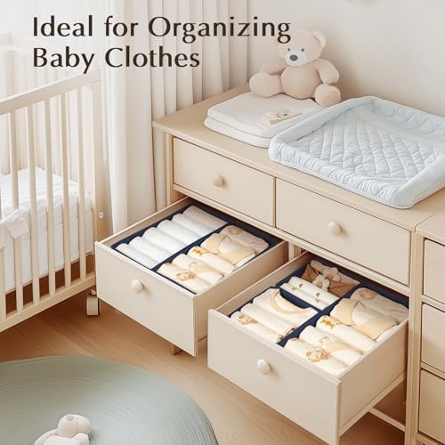 DIMJ Drawer Organizers Clothes, Set of 8 Dresser Organizer Bins, Fabric Closet Organizers and Storage, Shallow Drawer Di