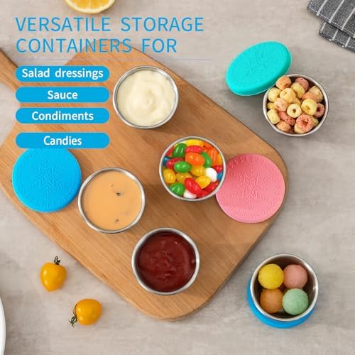 Freshmage 6-Pack 2.4oz Stainless Steel Dressing Container with Silicone Lid