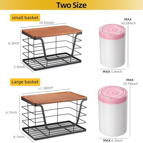 ALOCEO 2 Pack Stackable Storage Bins with Lids, Stainless Steel Extra Large Trash Bag Dispenser Roll Holder for Kitchen 