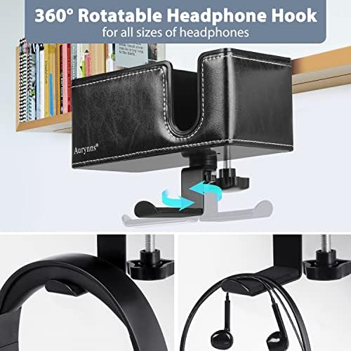 Under Desk Cup Holder Clamp on Cup Holder PU Leather Clip on Desk Organizer