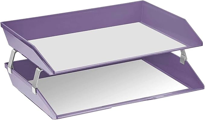 Acrimet Facility 2 Tier Letter Tray, Side Load, Letter Size/A4, Desktop File Organizer, Plastic (Solid Purple Color)