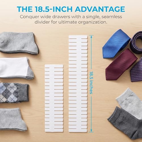 16 Pcs Adjustable Drawer Dividers Organizer, 18.5" Extra Long DIY Plastic Grid Separators, Cuttable Drawer Partitions fo