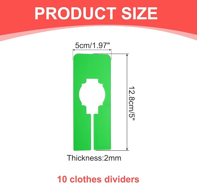 uxcell 10 Pcs Clothes Dividers,Rectangle Closet Rack Dividers Clothing Rack Size Dividers Blank Labels Writable & Reusable for Hanging Clothes Sorting Size, Green