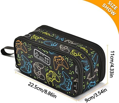 Fisyme Funny Video Game Pencil Case Large Capacity Pen Box Makeup Pouch Holder Organizer Stationery Bag for School Office College Traval Adults