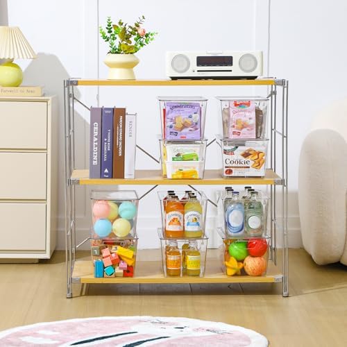 Freebat 12 Pack Clear Storage Bins with Lids, 7 Quart Pantry Organizer Bins
