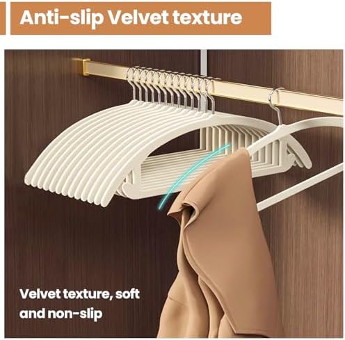 Jiang&Rong 60 Pack Beige Velvet Hangers