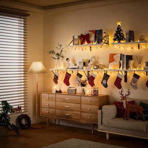 Heimlove 48 Inch Large Wall Bookshelves Set of 3, Wall Mounted Bookshelves,Heavy Duty Wooden Shelves for Living Room,Bed