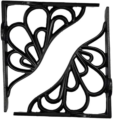 Adonai Hardware "Alvah" Black Antique Cast Iron Decorative Shelf Bracket (Supplied as 2 Pieces per Pack) - Matte Black P