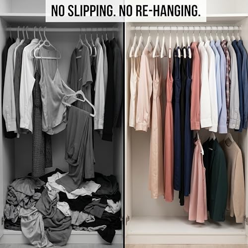 Wooden Hangers, 20 Pack, Non-Slip Velvet for Pants, Coats (White)