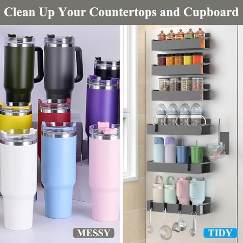 HuggieGems Magnetic Water Bottle Holder for Refrigerator, Cup Holder Organizer for Stanley and Tumbler for Kitchen, 6 Pa