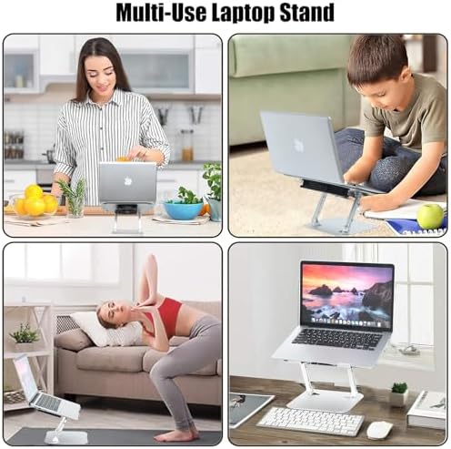 Adjustable Laptop Stand with Cooling Fan, Aluminium Alloy Multi-Angle Computer Holder for Desk, Portable Notebook Metal 