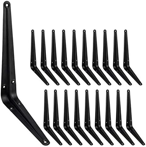 Heavy Duty Shelf Brackets 8 Inch with Screws,20 Pack (Black)