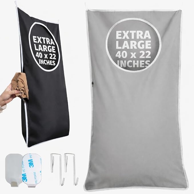 Hanging Laundry Hamper Bag XL 40x22", Space Saving over the Door Storage Bags, Behind the Door Hampers for Dirty Clothes & Wall Mounted Basket for Bathroom