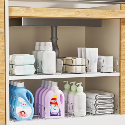 Ettori Set of 6 Clear Plastic Storage Bins - The Ultimate Pantry Organizers and Storage Solution for Kitchen, Cabinet, a