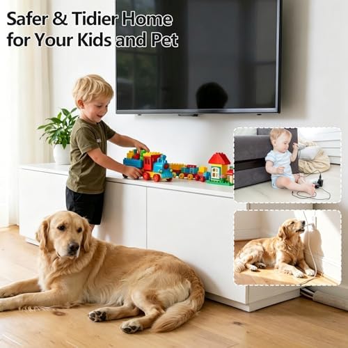 118" Cord Hider for Wall, Silicone Cable Raceway to Hide TV for 2-3 Cord