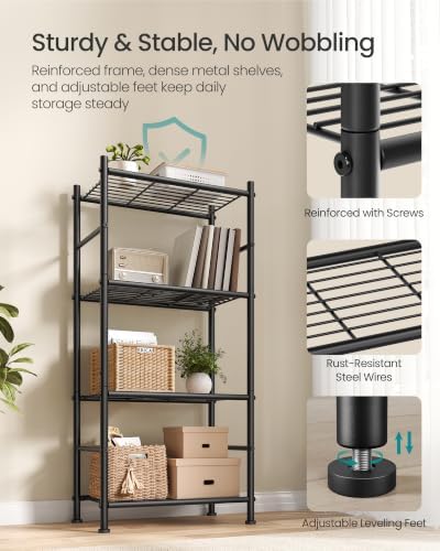 SONGMICS 4-Tier Shelving Unit, Steel Storage Rack, Easy Assembly