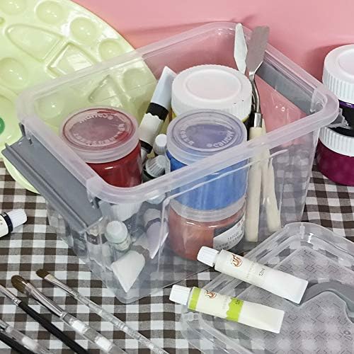 Pekky 3.5 Quart Clear Plastic Lided Storage Bins, Small Storage Box 6 Packs
