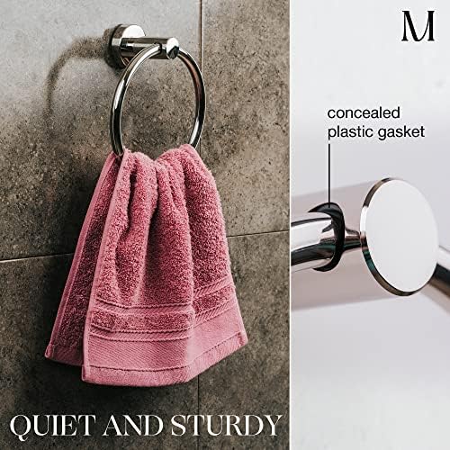 Marmolux Acc Chrome Towel Ring - Hand Towel Holder for Bathroom Wall - Simple Round Towel Hanger for Bathroom - Heavy Du