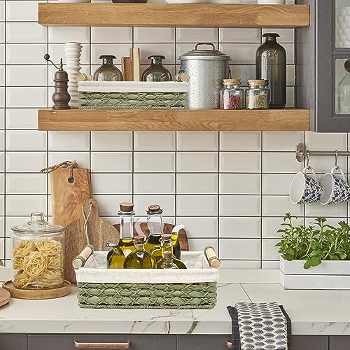 Storage Basket Wicker Baskets for Organizing with Handle Decorative Storage Bins for Countertop Toilet Paper Storage Bas