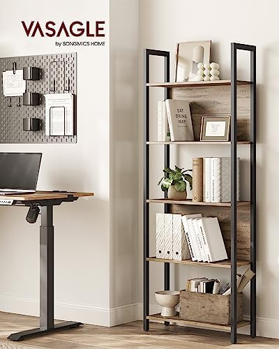 VASAGLE 5 Tier Bookshelf, Free Standing Bookcase Storage Organizer