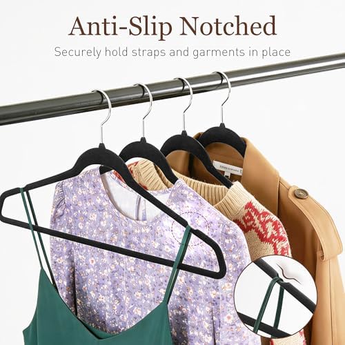 Velvet Hangers 200 Pack, 17.5" Non-Slip Clothes Hangers, Black