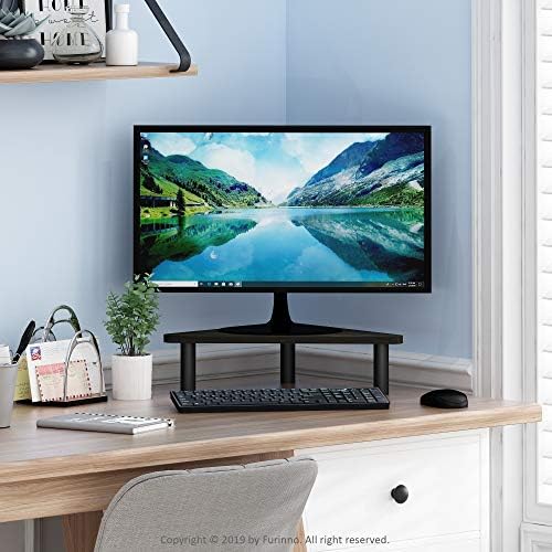 Furinno Turn-N-Tube Monitor Stand Riser, 19.6" Wide Triangle Corner Monitor Riser, Laptop Stand for Desk, Office Desk Ac