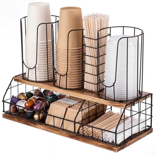 Geelin 18oz Adjustable Coffee Cup Dispenser with Wooden Base