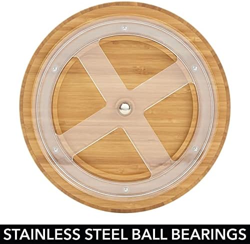 mDesign Lazy Susan Turntable Bamboo Spinner for Kitchen Cabinet, Pantry, Fridge, Cupboards, or Counter, Fully Rotating O