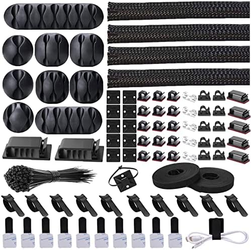 Cord Management Organizer Kit 4 Cable Sleeve split 192PCS Cable Management