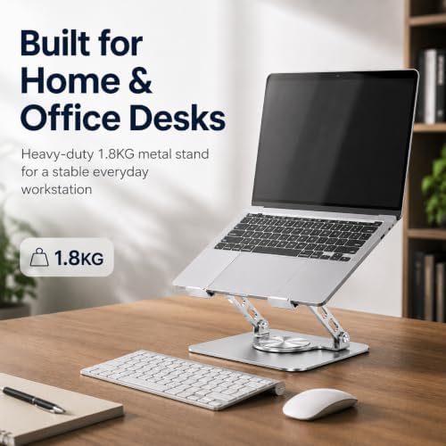 Laptop Stand with 360° Rotating Heavy Base, Foldable Adjustable