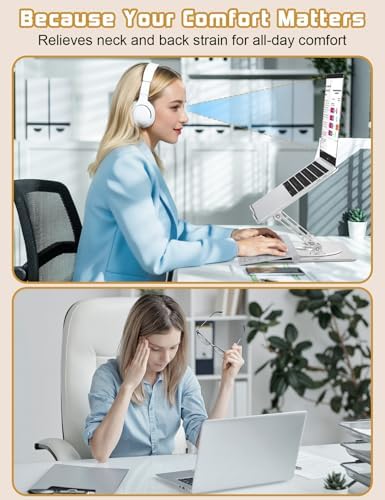 Adjustable Rotating Laptop Stand for Desk, Aluminum Riser, Silver