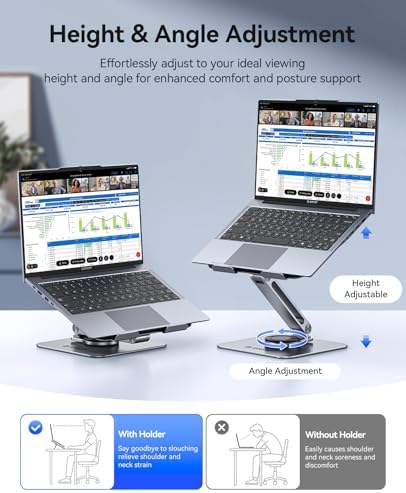 ORICO Adjustable Laptop Stand with 360° Rotating Base, Aluminum ST10-Gray