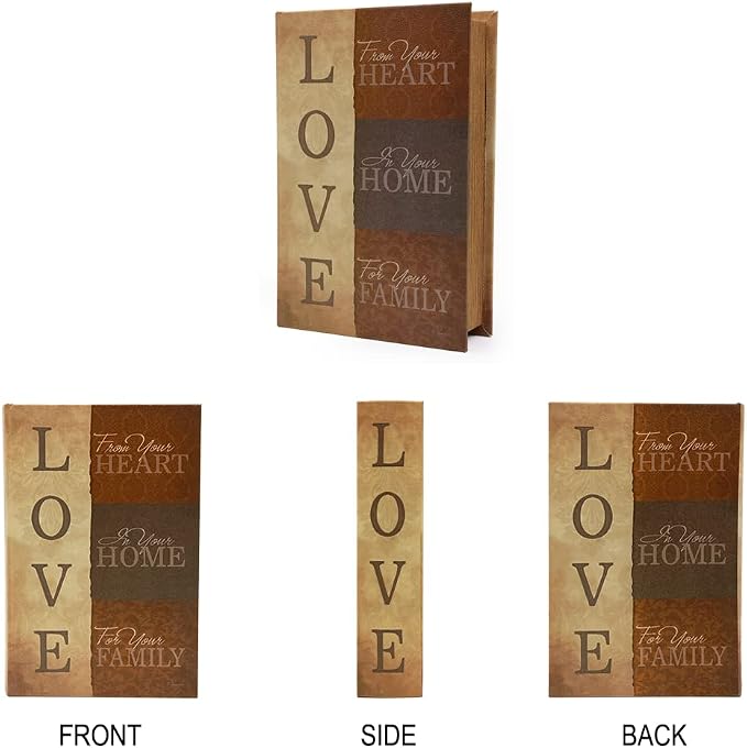 PACOLO Decorative Book Boxes, Faux Wood with Magnetic cover Storage for Hidden Jewelry, Money, and Cash (Love)