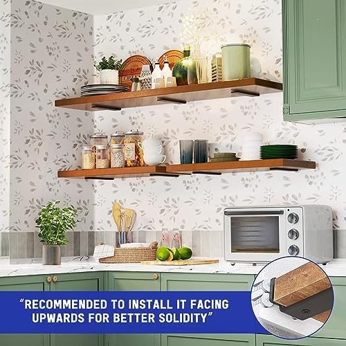 Goovilla Shelf Bracket, Floating Shelf Brackets 4 inch Long, 4 Pack, Black