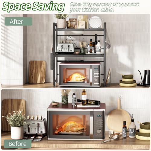 NETEL 3 Tier Expandable Microwave Stand countertop,Microwave Oven Rack