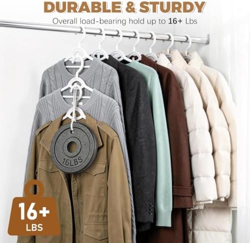 Heavy Duty Plastic Hangers 50 Pack, Stackable Space Saving, White