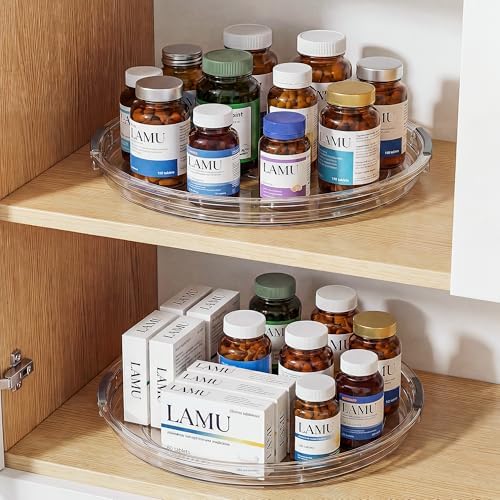LAMU 12 in Lazy Susan Turntable, 6 Pack Clear Spice Rack, Organizer Storage