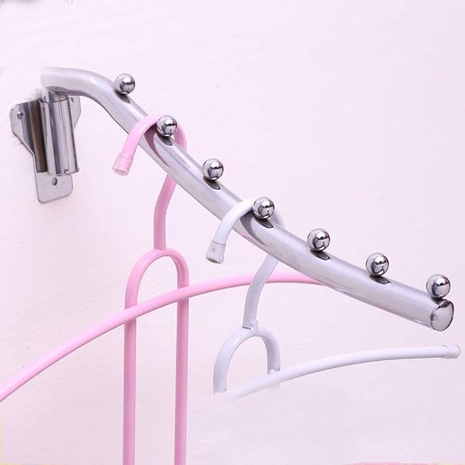 Wall Mounted Clothes Hanger Rack Folding, Metal Garment Hooks Space Saver | Clothes Rack Wall Mount Stainless Steel Clothes Hanger Foldable Clothes Hook 180°Rotation Drying Rack for Laundry Room