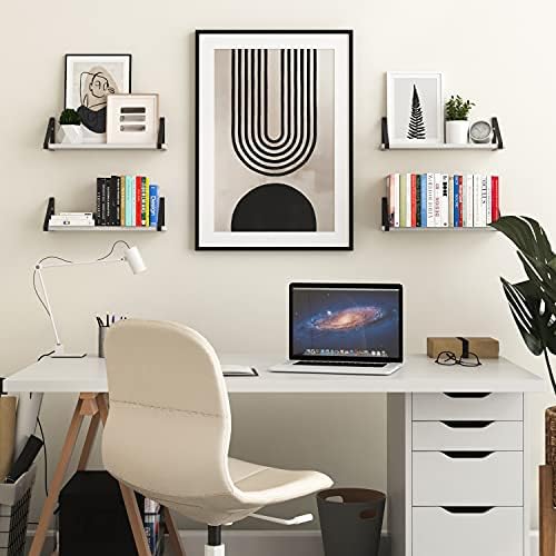 Wallniture Ponza 17'' x 4.5'' Floating Wall Shelf Bathroom, Small Wood Book Shelves for Wall Storage, Wall Mounted Shelf