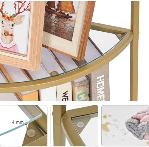Homhedy 5-Tier Gold Corner Shelf Stand, Metal Corner Bookshelf