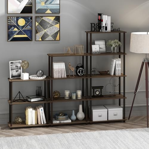 Furinno Turn-N-Tube Storage Shelves, 4-Tier Toolless Book Shelf, Corner Shelf, Open Shelves, for Organization and Storag