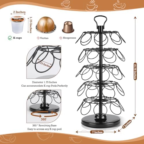 K Cup Holder 40 Pods Capacity, Coffee Pods Holder Storage Organizer Stand