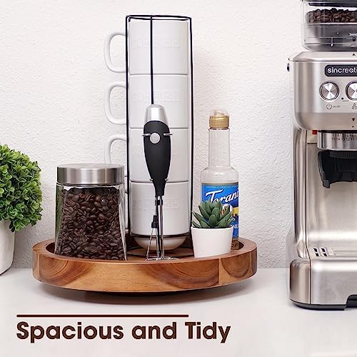 TIDITA 10" Wooden Lazy Susan Organizer for Cabinet, 360° Rotation, High Rim