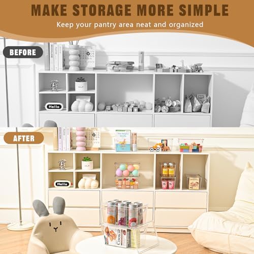 Freebat 12 Pack Clear Storage Bins with Lids, Middle Pantry 0rganizer Bins